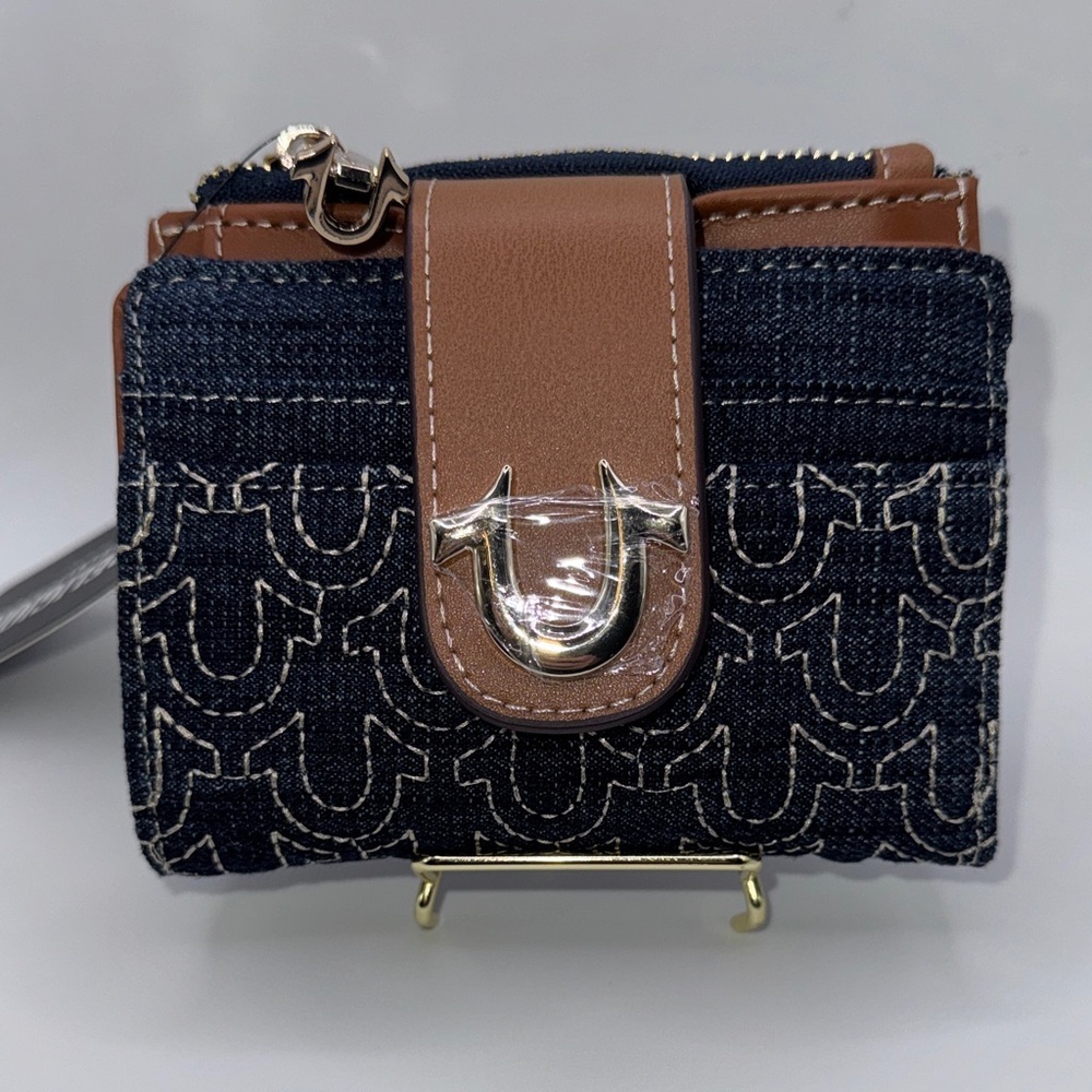 True Religion Denim and Brown Small Wallet